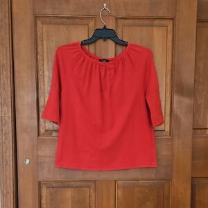 Grace Red Ruched 3/4 Sleeve Blouse